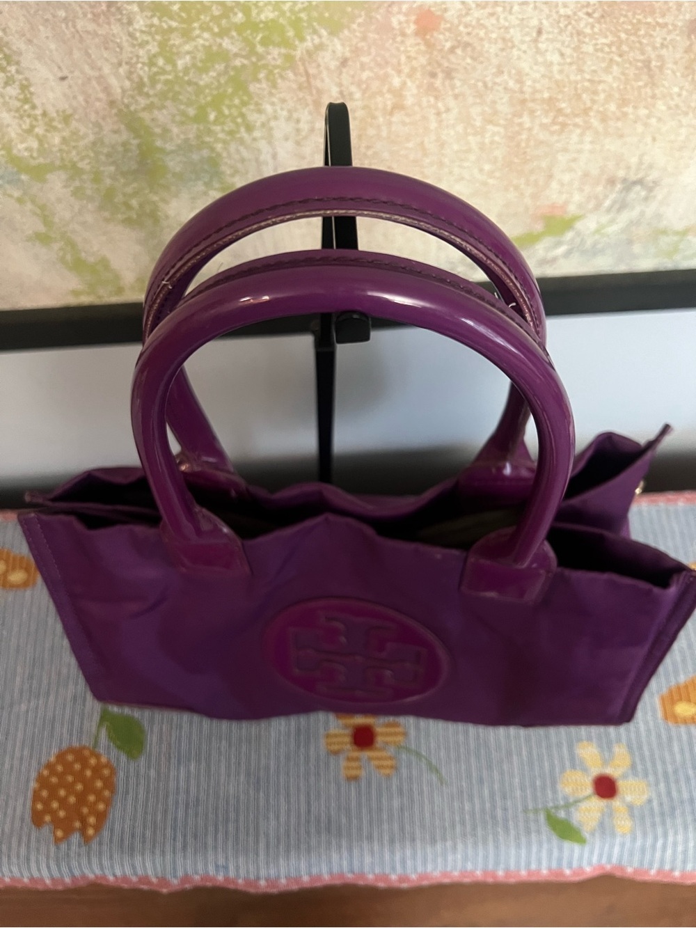 Tory Burch Mini Ella Purple Satchel Bag - Picture 4 of 10